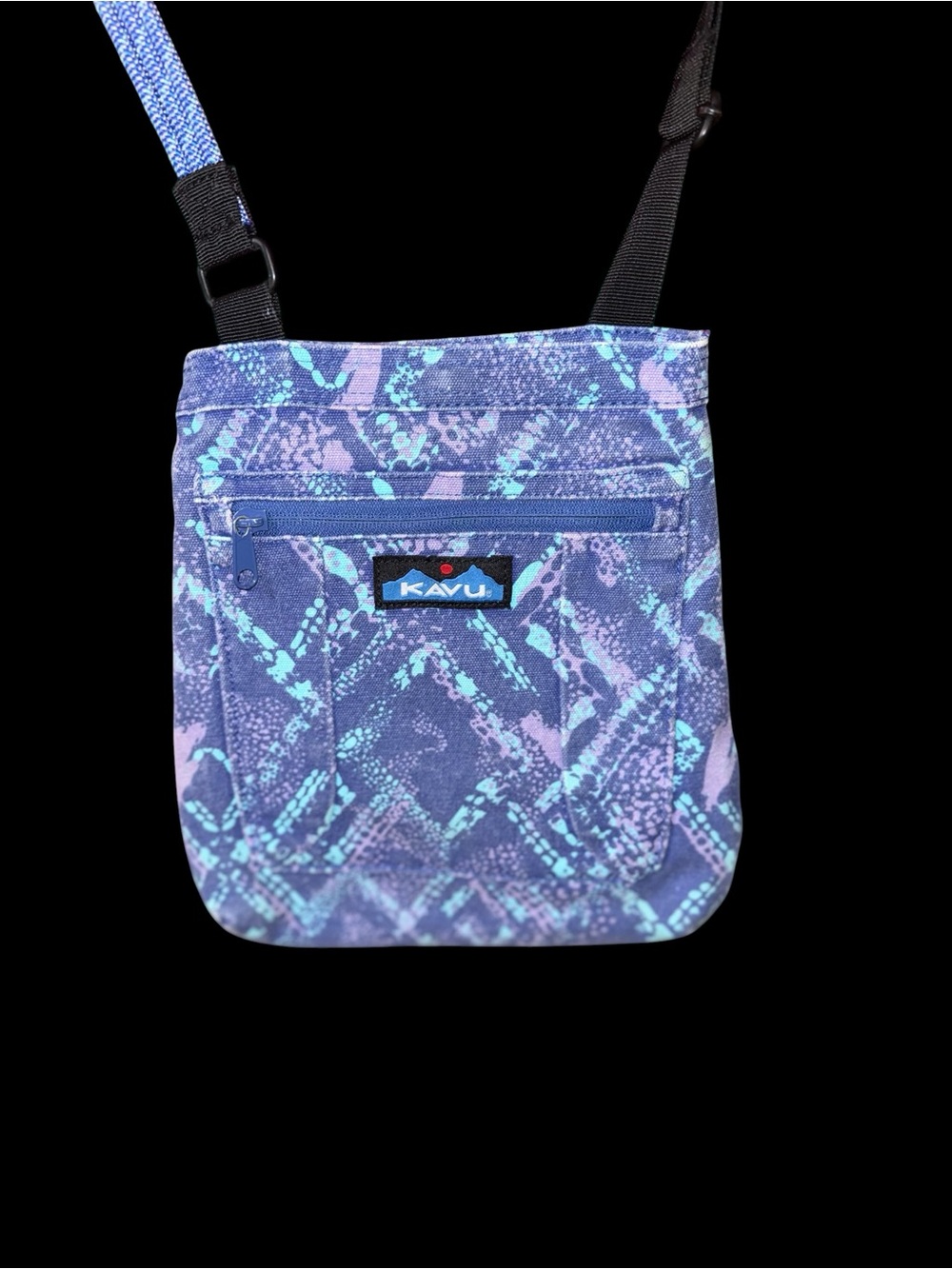 Kavu Purple and Aqua Patterned Crossbody Sling Bag